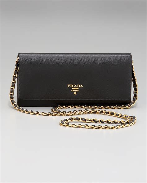 prada saffiano metal wallet on chain sling|prada card holder with chain.